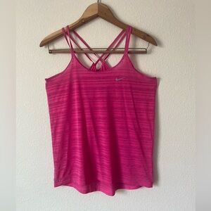 Nike Women’s Double Strap Racer Back Fuchsia Pink Sleeveless Athletic Top Size S